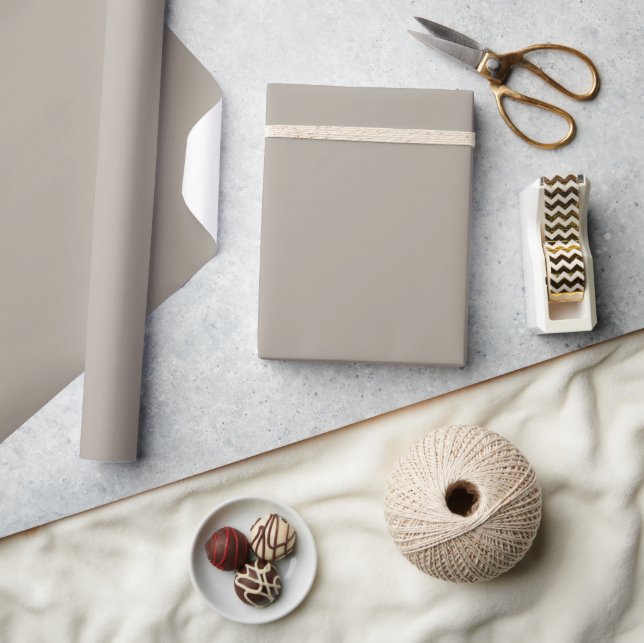 Greige Solid Color Customize It Wrapping Paper (Crafts)