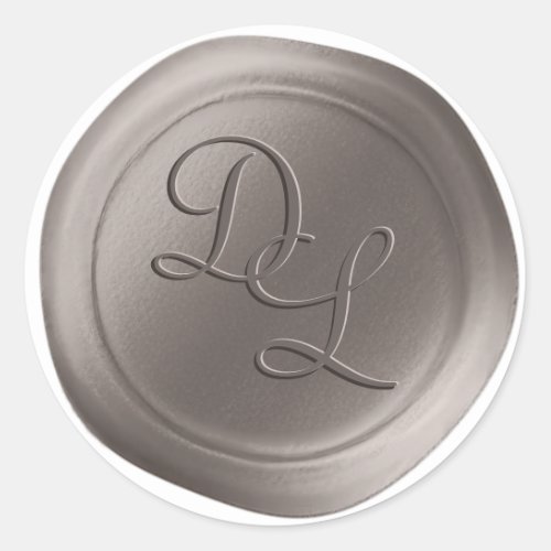 Greige Taupe 2 Letter Monogram Wax Seal Stickers