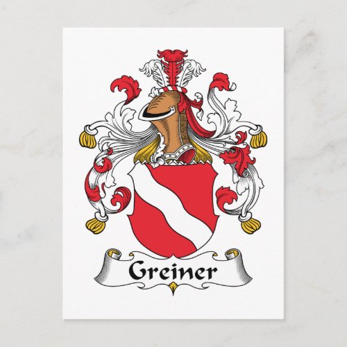 Greiner Family Crest Postcard