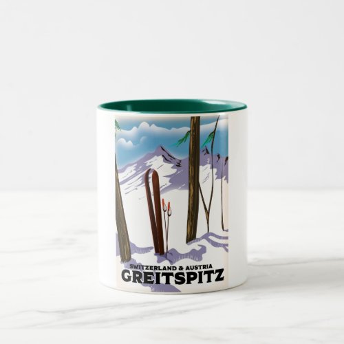Greitspitz Switzerland  Austria Ski poster Two_Tone Coffee Mug