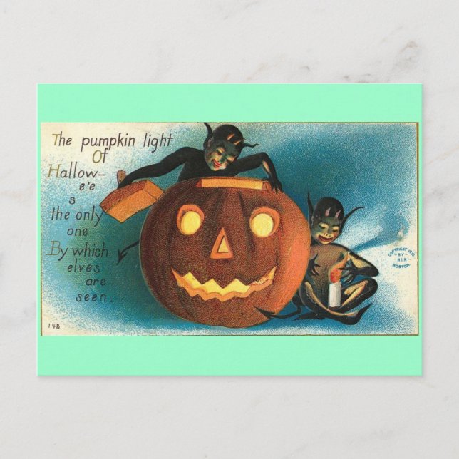Gremlin Goblin Vintage Pumpkin Postcard (Front)