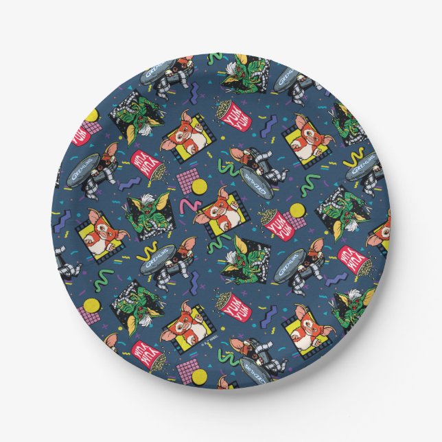 Gremlins™ 80's Retrowave Pattern Paper Plates (Front)