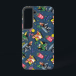 Gremlins™ 80's Retrowave Pattern Samsung Galaxy S22 Case<br><div class="desc">Bring the party (and the chaos) with this vibrant Gremlins™ all-over pattern design! Featuring fan-favorite characters Gizmo and Stripe in playful poses alongside retro TV screens, popcorn, soda cups, planes, and colorful confetti accents, this artwork captures the mischievous, movie-night energy fans adore. Set against a bold blue background with bright...</div>