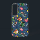 Gremlins™ 80's Retrowave Pattern Samsung Galaxy S22 Case<br><div class="desc">Bring the party (and the chaos) with this vibrant Gremlins™ all-over pattern design! Featuring fan-favorite characters Gizmo and Stripe in playful poses alongside retro TV screens, popcorn, soda cups, planes, and colorful confetti accents, this artwork captures the mischievous, movie-night energy fans adore. Set against a bold blue background with bright...</div>