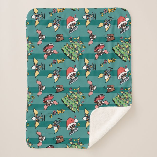 Gremlins | Cute Comic Christmas Pattern Sherpa Blanket (Front)