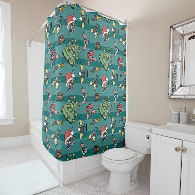 Gremlins | Cute Comic Christmas Pattern Shower Curtain (In Situ)