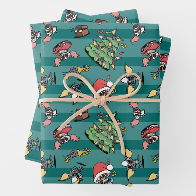 Gremlins | Cute Comic Christmas Pattern Wrapping Paper Sheets (In situ)