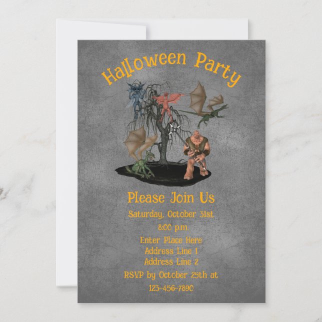 Gremlins Ogre Creatures Halloween Invitation (Front)