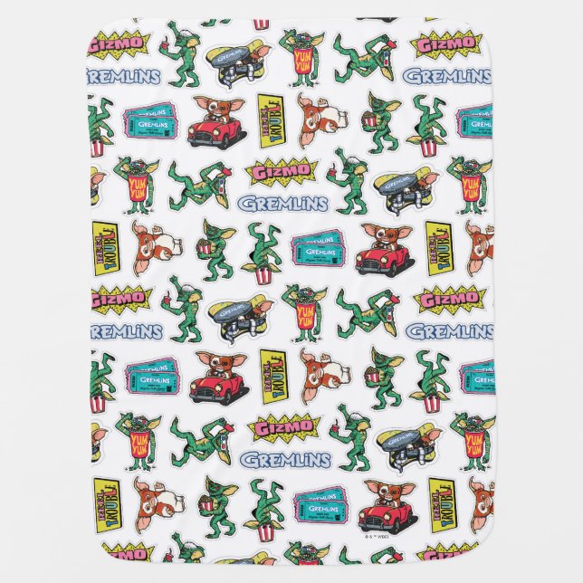 Gremlins™ Sticker Fun Pattern Baby Blanket (Front)