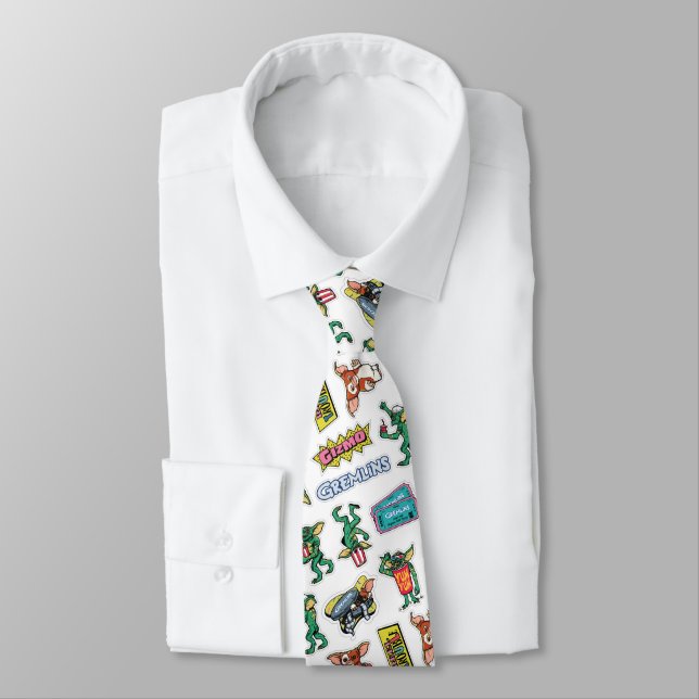 Gremlins™ Sticker Fun Pattern Neck Tie (Tied)