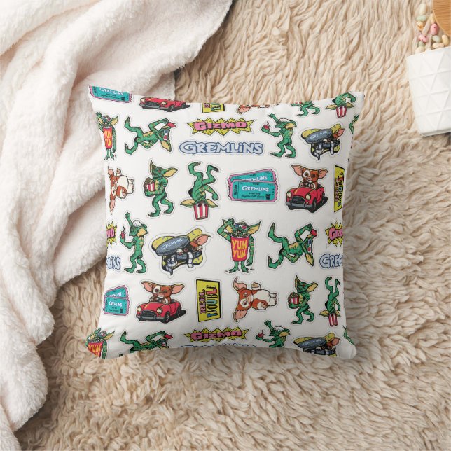 Gremlins™ Sticker Fun Pattern Throw Pillow (Blanket)