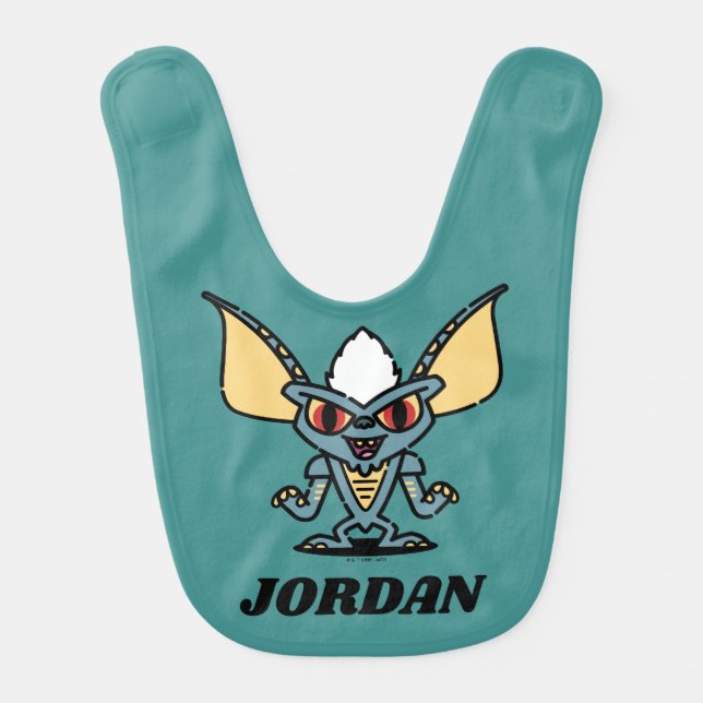 Gremlins | Stripe Cute Comic | Add Your Name Baby Bib (Front)