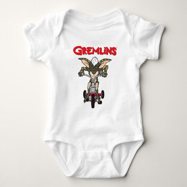 Gremlins | Stripe Riding Tricycle Baby Bodysuit (Front)