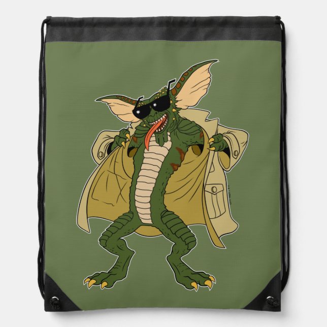Gremlins | Stripe Trench Coat Flash Drawstring Bag (Front)