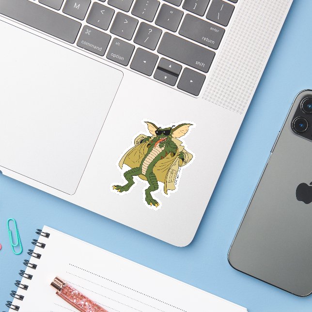 Gremlins | Stripe Trench Coat Flash Sticker (Laptop w/ iPhone)