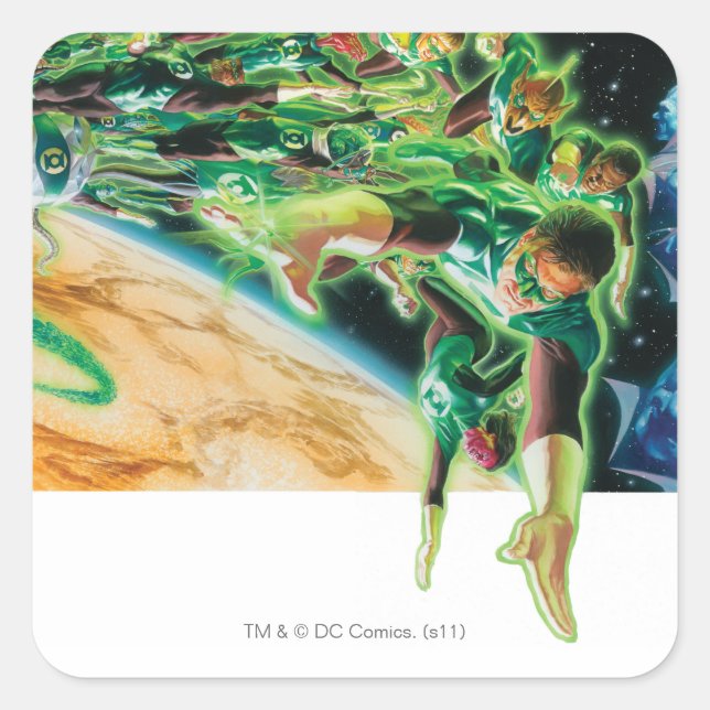 Gren Lanterns Flying in Space Square Sticker (Front)