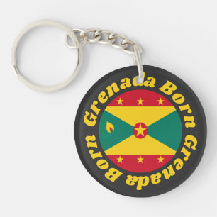 Grenada Born Grenadian Flag Yellow Typography Keychain