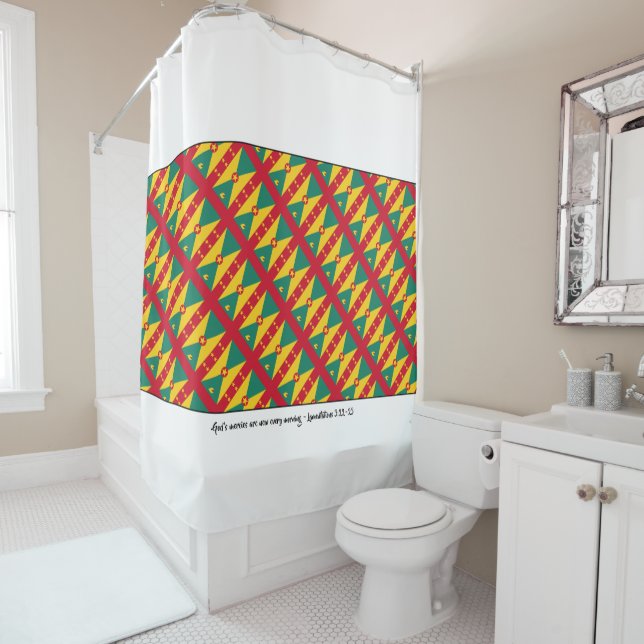 GRENADA CARRIACOU Customizable Scripture Shower Curtain (In Situ)
