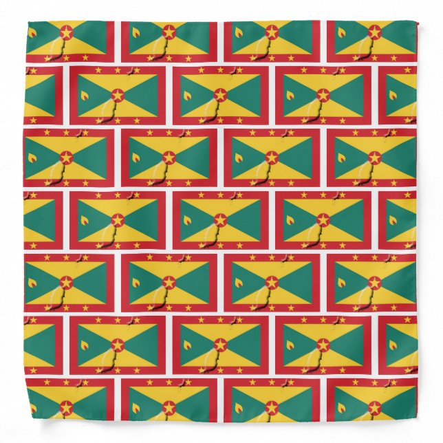 GRENADA CARRIACOU Flag Map Bandana (Front)