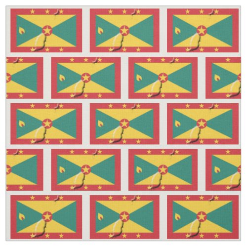 GRENADA CARRIACOU FLAG Map Outline Fabric