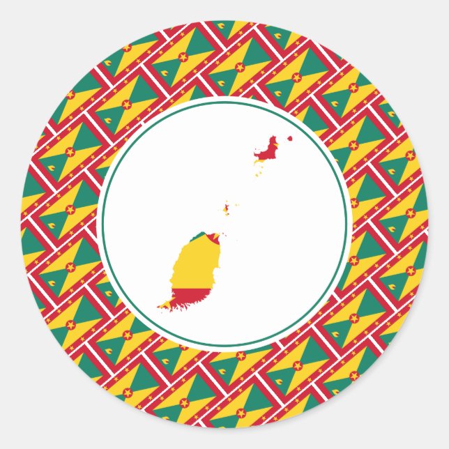 GRENADA CARRIACOU FLAG Map Stylish Patriotic Classic Round Sticker (Front)
