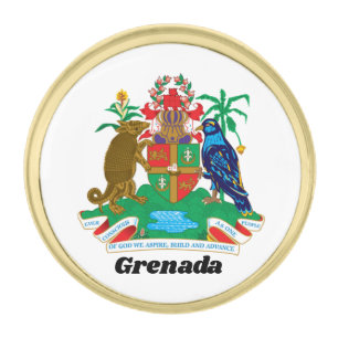 Grenada Coat of Arms Colorful Caribbean Formal Gold Finish Lapel Pin