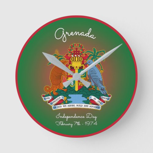 Grenada Coat of Arms Round Clock