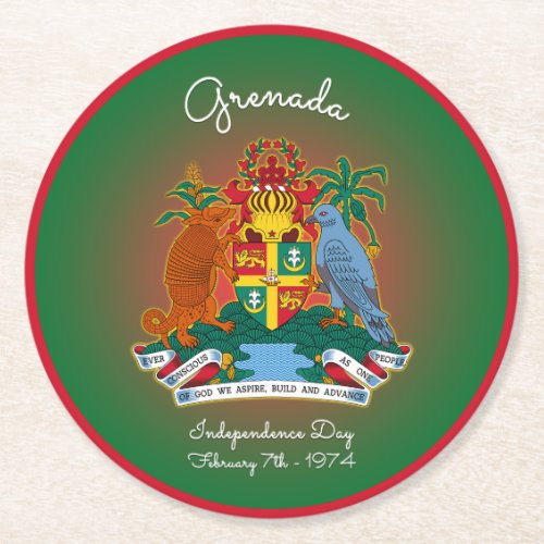 Grenada Coat of Arms Round Paper Coaster