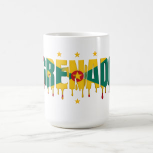 Grenada Drip Text Caribbean Flag Design Fan Coffee Mug