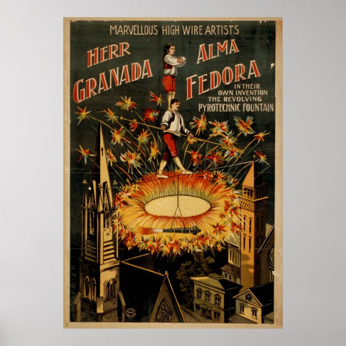 GRENADA FEDORA High Wire Act VAUDEVILLE Poster