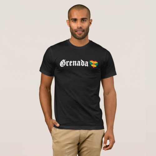 Grenada Flag Blackletter Grenadian Caribbean Fete T_Shirt