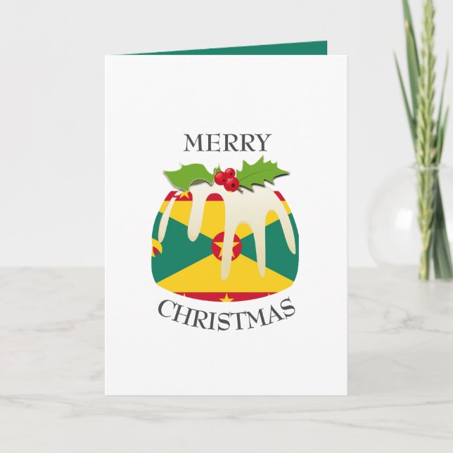 GRENADA FLAG | Christmas Pudding | Festive Holiday Card (Front)