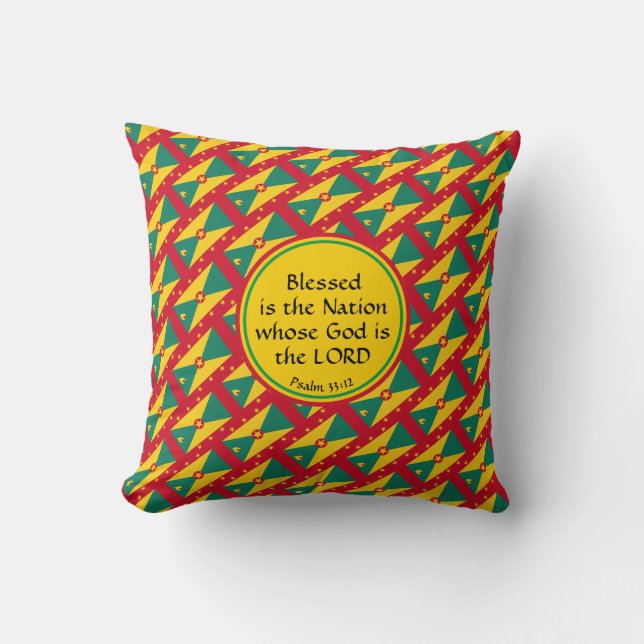 GRENADA Flag Custom Christian Scripture Throw Pillow (Front)