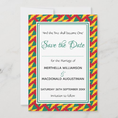 GRENADA FLAG Customized Scripture Stylish Save The Date