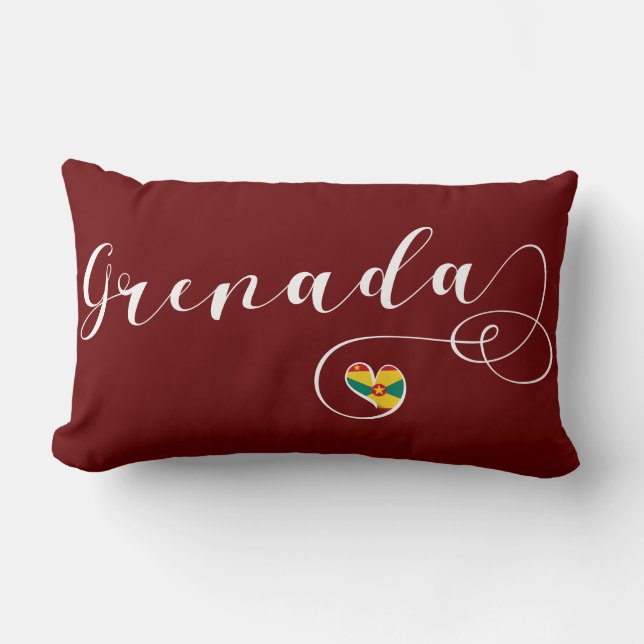 Grenada Flag, Grenadian Heart Lumbar Pillow (Front)