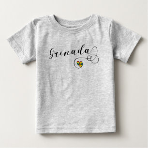 Grenada Flag Heart, Grenadian Baby T-Shirt