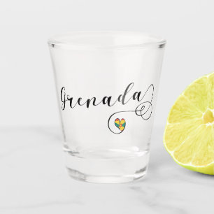 Grenada Flag Heart, Grenadian Shot Glass