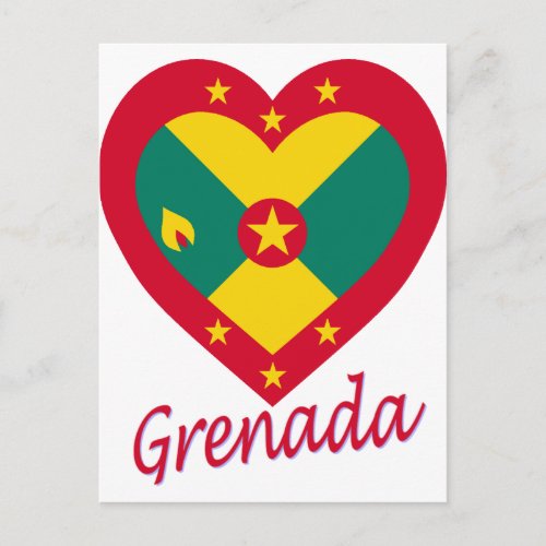 Grenada Flag Heart Postcard