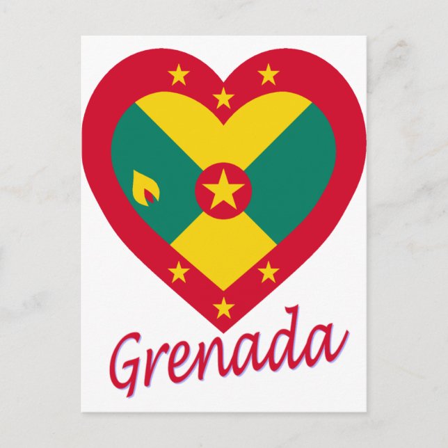 Grenada Flag Heart Postcard (Front)