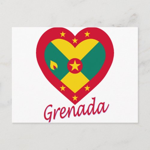 Grenada Flag Heart Postcard