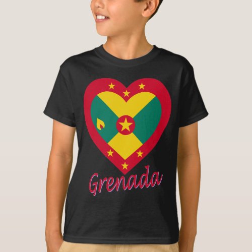 Grenada Flag Heart T_Shirt