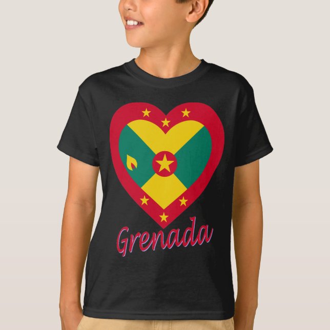 Grenada Flag Heart T-Shirt (Front)