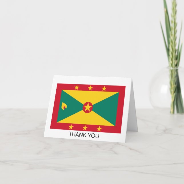 Grenada Flag Letterpress Thank You Card (Front)