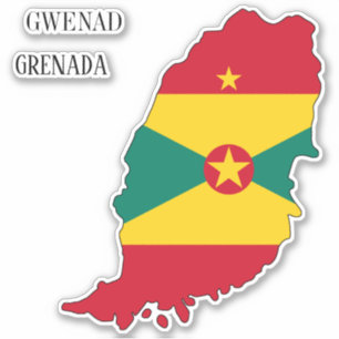 Grenada Flag Map Sticker