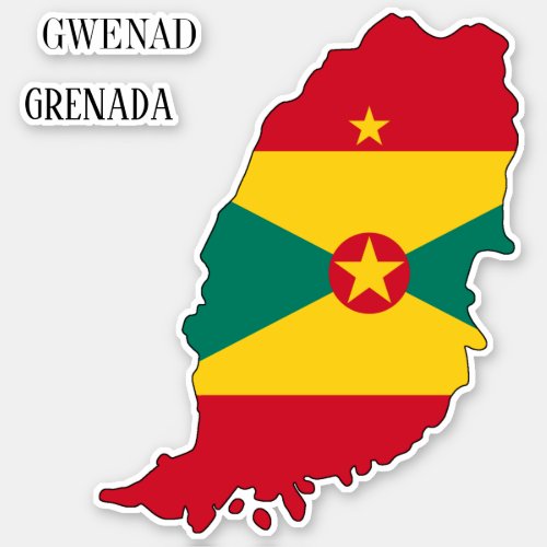Grenada Flag Map Sticker