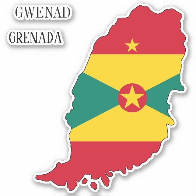 Grenada Flag Map Sticker (Front)