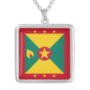 Grenada Flag Silver Plated Necklace
