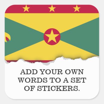 Grenada Flag Square Sticker by HappyPlanetShop at Zazzle