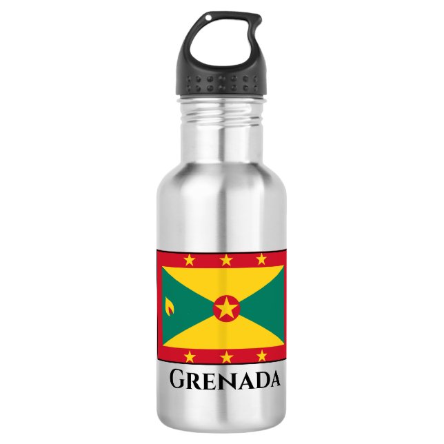 Grenada Flag Stainless Steel Water Bottle (Front)