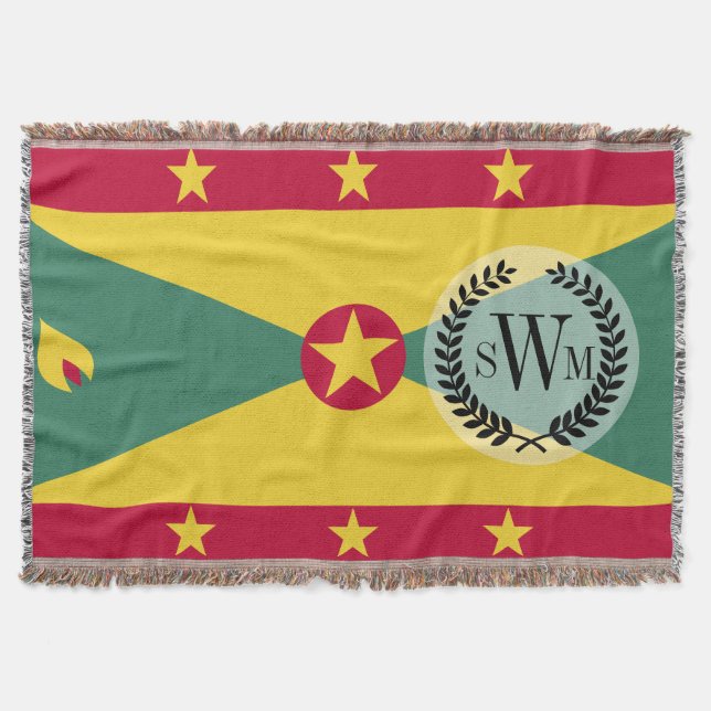 Grenada Flag Throw Blanket (Front)
